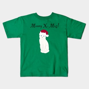 Meowy X-mas santa hat - white Kids T-Shirt